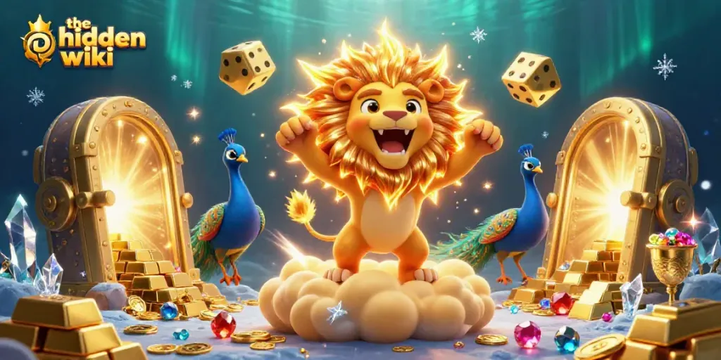 Experience the excitement of the hidden wiki with captivating golden treasures and playful casino symbols.