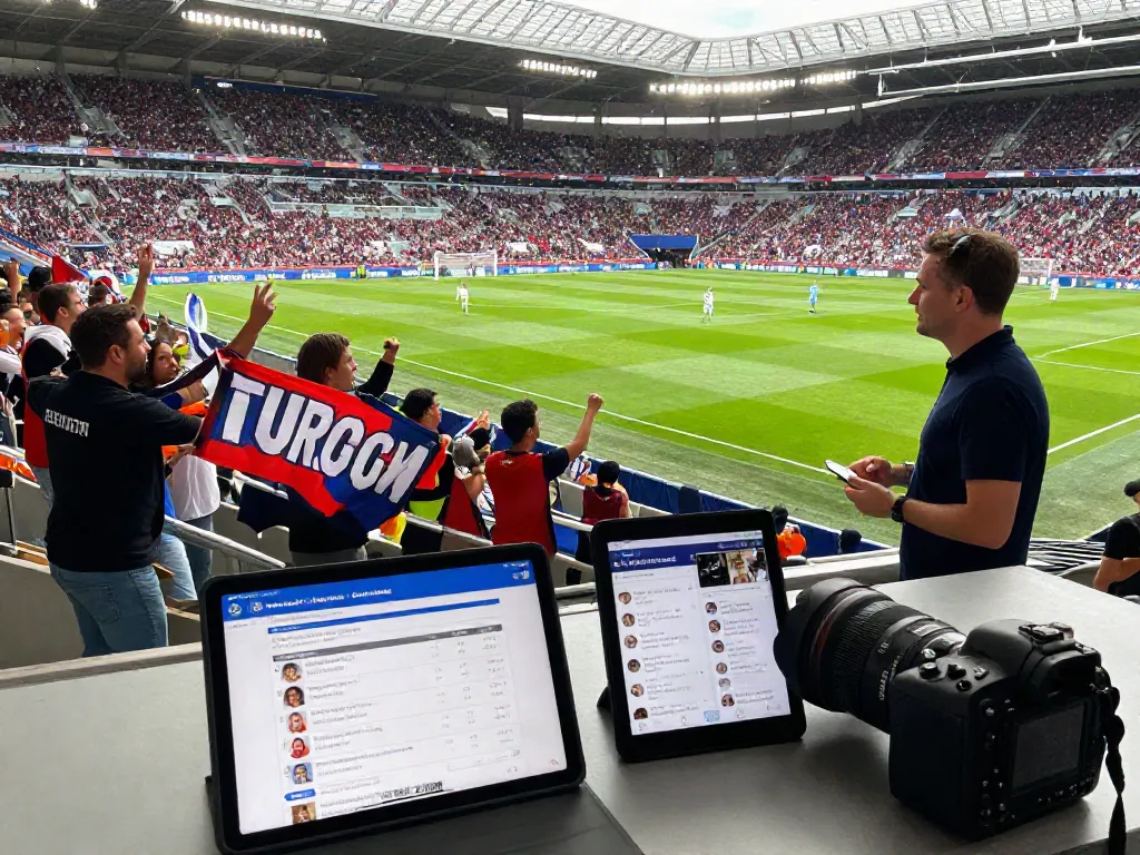 Excited football fans during the dynamic football transfer market, showcasing ข่าวตลาดซื้อขายนักเตะ updates and atmosphere.