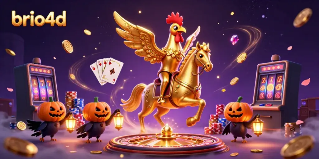 Engage with exciting gameplay on brio4d featuring a golden rooster in a lively casino atmosphere.