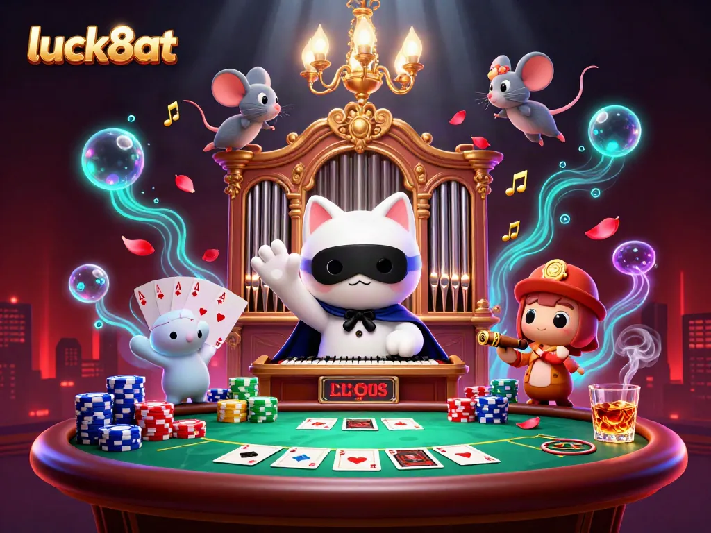 Experience thrilling action in luck8at's vibrant casino scene featuring charming characters and rich gaming elements.
