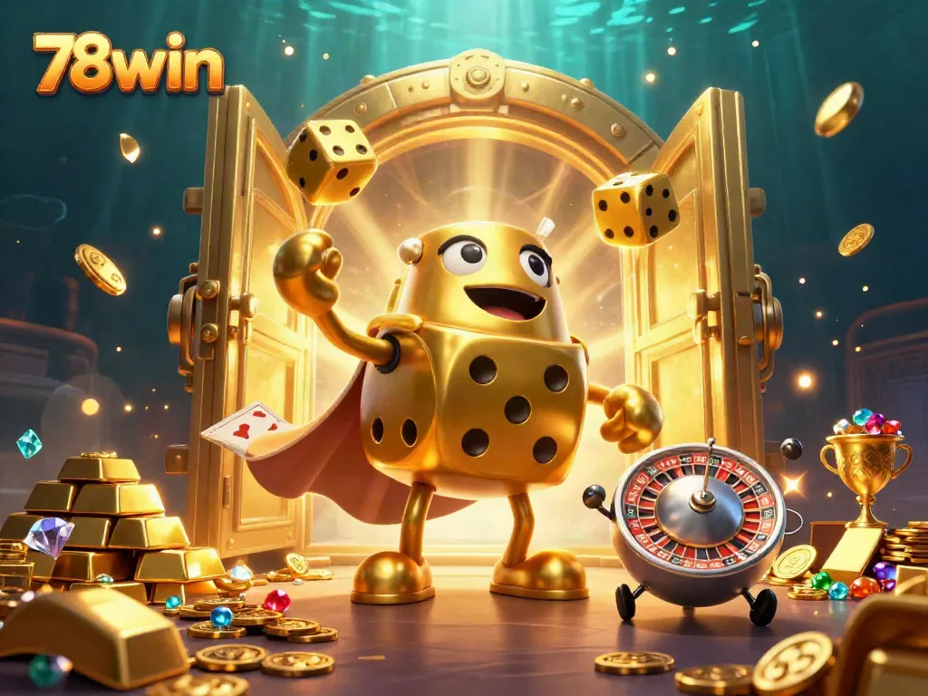 Engage in thrilling adventures with 78win as golden dice come to life in a vibrant casino world.