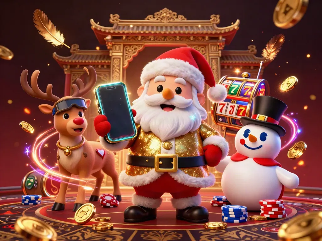 Join Santa Claus and his playful friends in a vibrant RED88 casino scene filled with jackpot excitement.