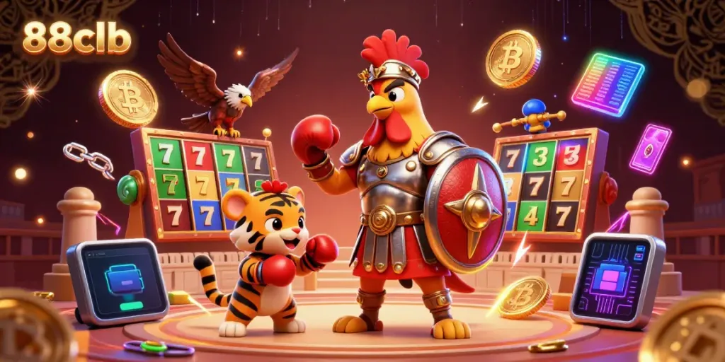 Experience thrilling gameplay at 88clb with vibrant slot machines and dynamic characters.