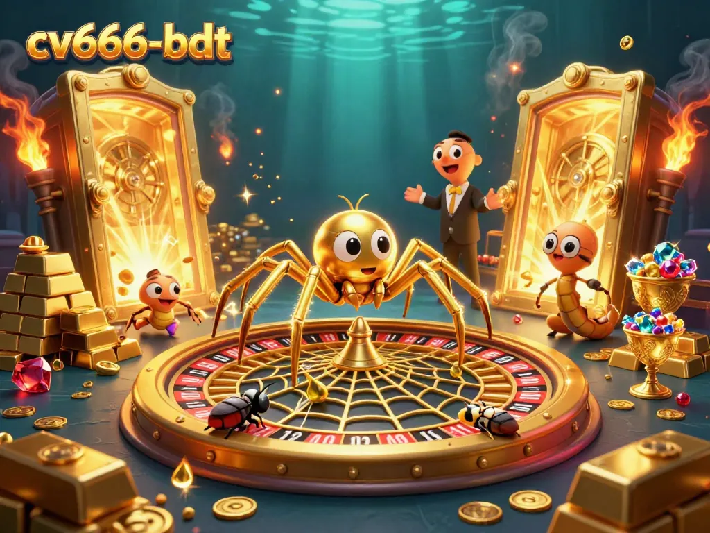 Join the excitement at cv666-bdt with a fly nervously betting on a roulette wheel web!