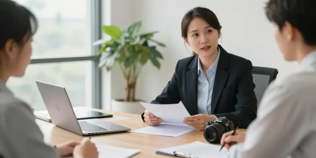 Client consultation on Canada loans in a professional office setting.