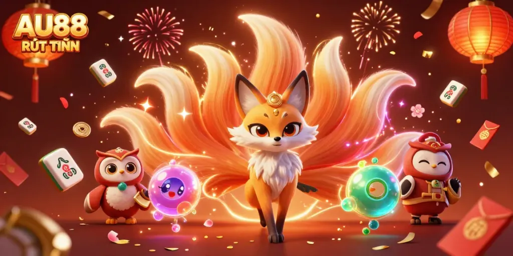 Experience the excitement of AU88 RÚT TIỀN with vibrant characters and dynamic casino elements.