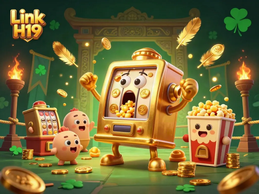 Experience excitement with the animated Link H19 slot machine jackpot scene, showcasing a dynamic casino atmosphere.
