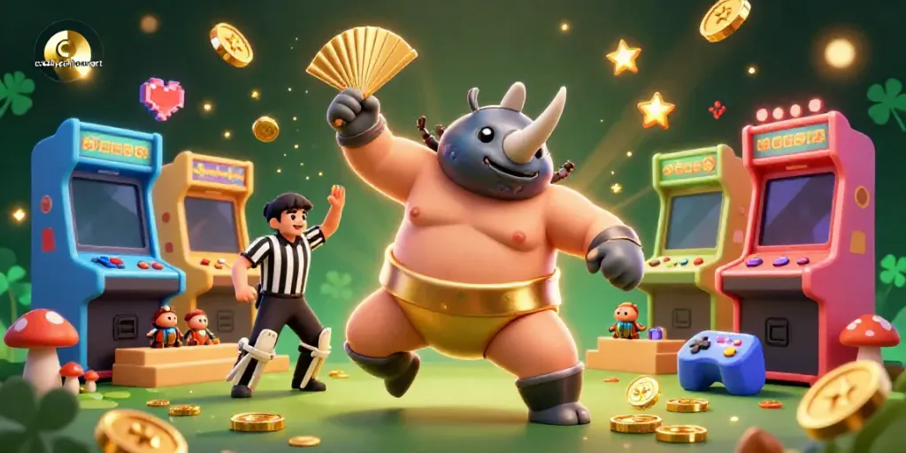 Experience the excitement of creativeathomeart as the sumo champion beetle triumphantly stomps, sending coins flying!