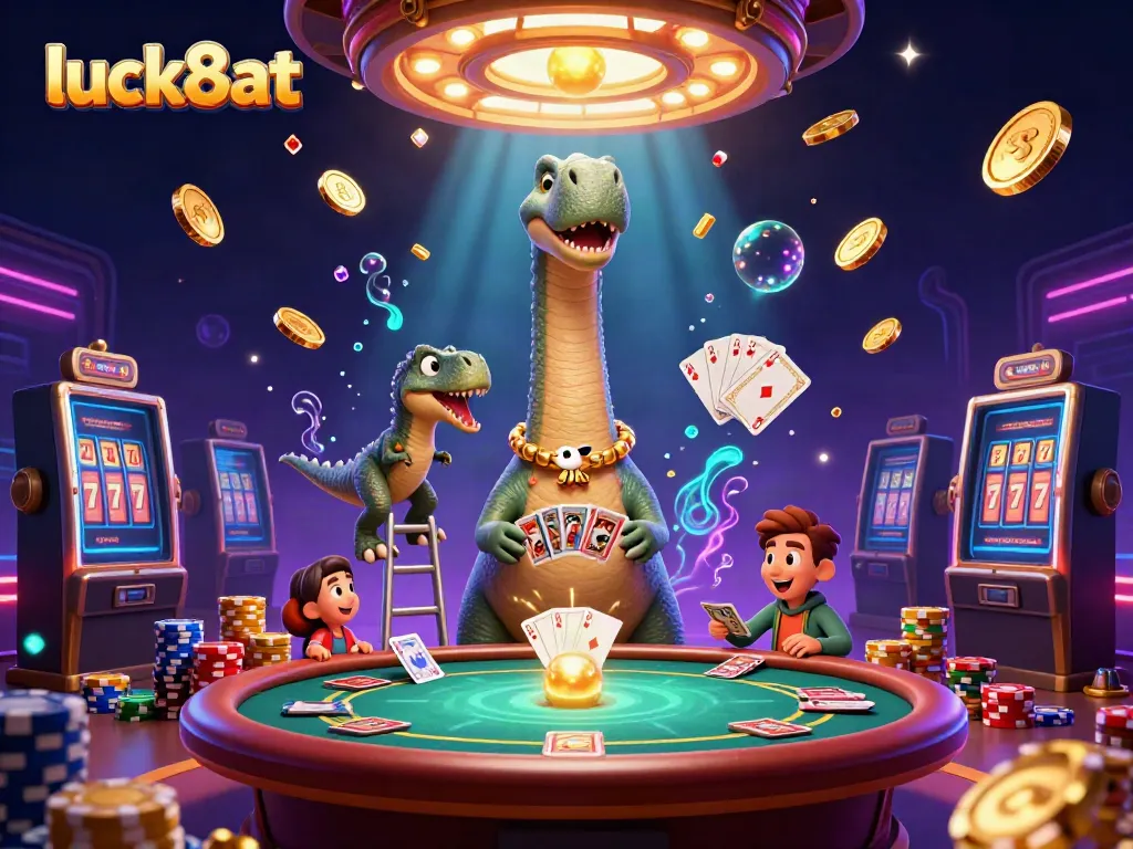 Experience the thrill of gaming at luck8at with vibrant 3D casino characters and dynamic elements.
