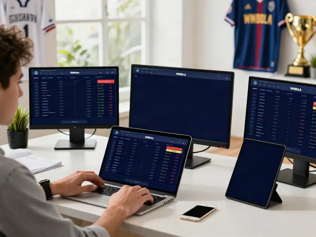 Engaging with WWBOLA sports betting platform with live stats and sports memorabilia.