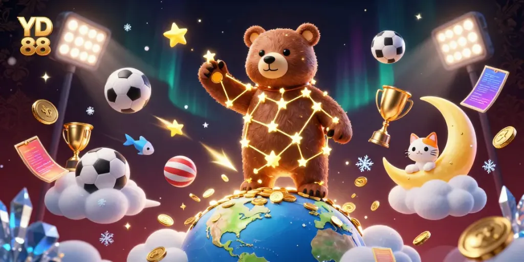 Engage with YD 88's thrilling online betting experience, surrounded by vibrant casino elements.