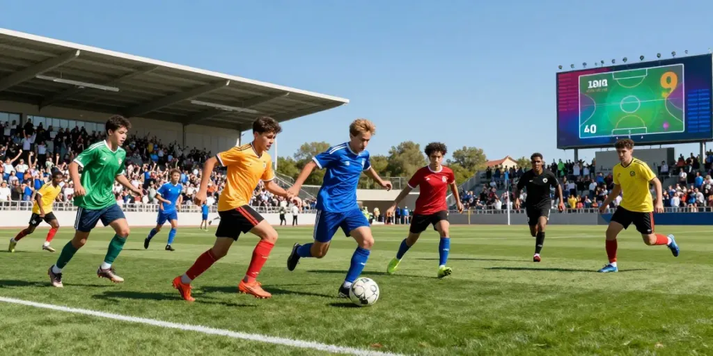 Exciting football match scene showcasing the top young athletes in action, highlighting the spirit of competition and teamwork in 2026.