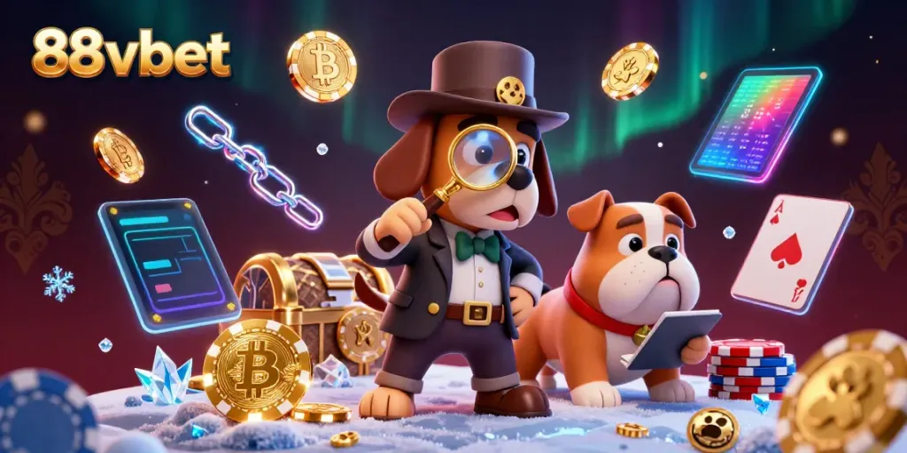 Join the thrilling adventure with 88vbet as a detective discovers treasures in a vibrant casino world.