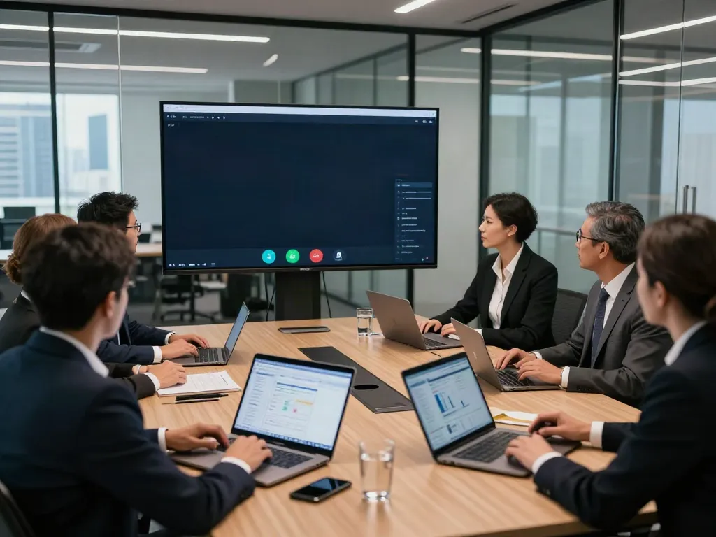 Deepfake protected meetings featuring a team collaborating in a secure virtual environment.