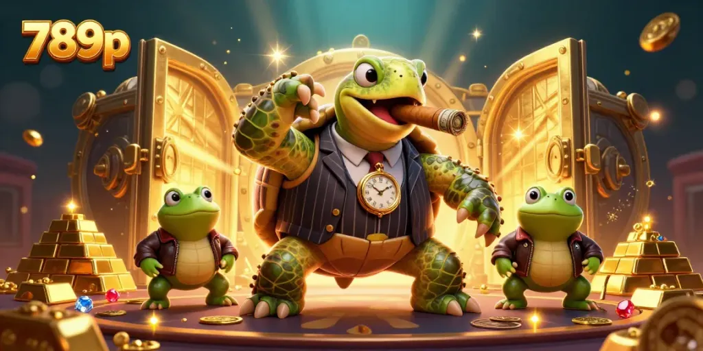 Experience thrilling moments with 789p's massive turtle mobster in a vibrant casino scene.