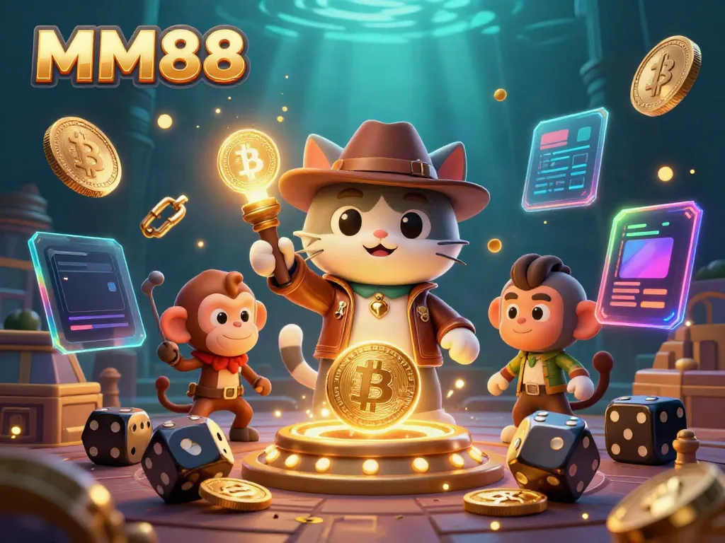 Engage with the exciting world of MM88, featuring vibrant casino elements and adventurous characters.