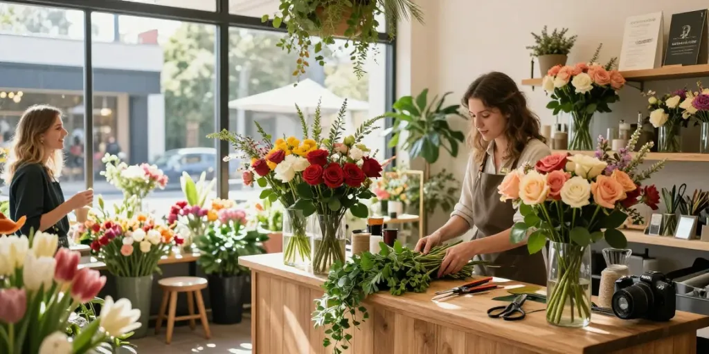Florist Adelaide interior featuring vibrant flowers and joyful arrangements.