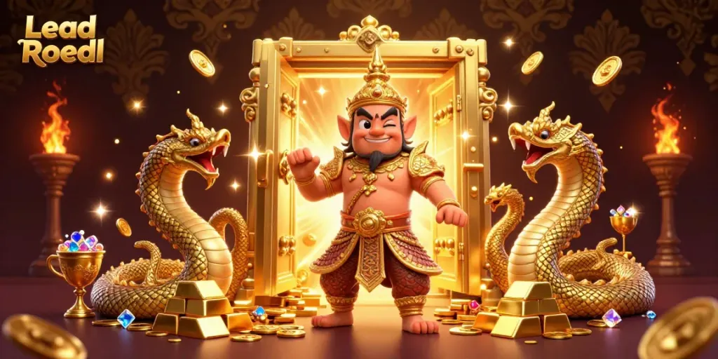 Lead Roedl unveils a dynamic 3D casino scene with golden treasures and animated characters.